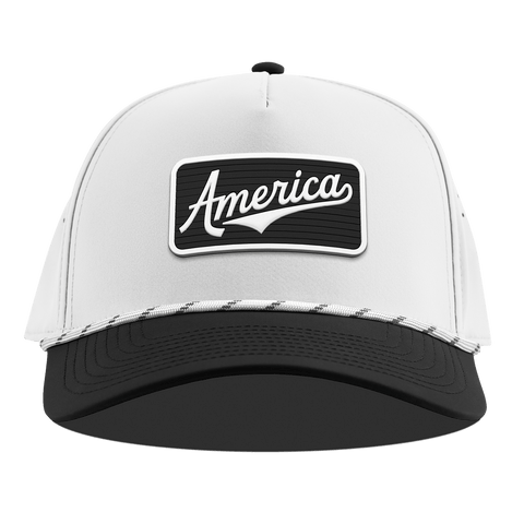 Vintage America Badge Curved 5 Panel Rope White/Black