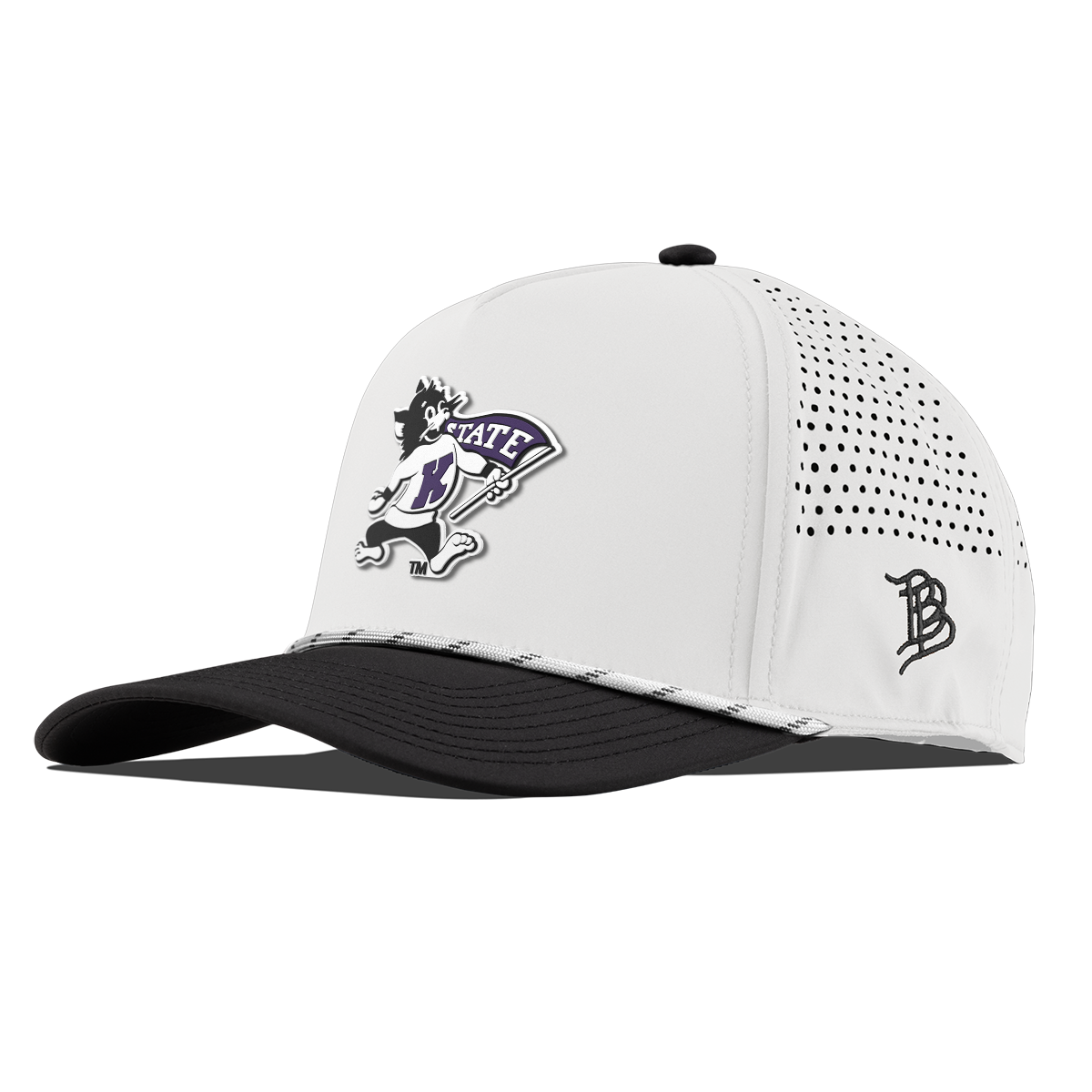 Kansas State University "Vintage Kansas State Wildcat" Curved 5 Panel Rope White/Black