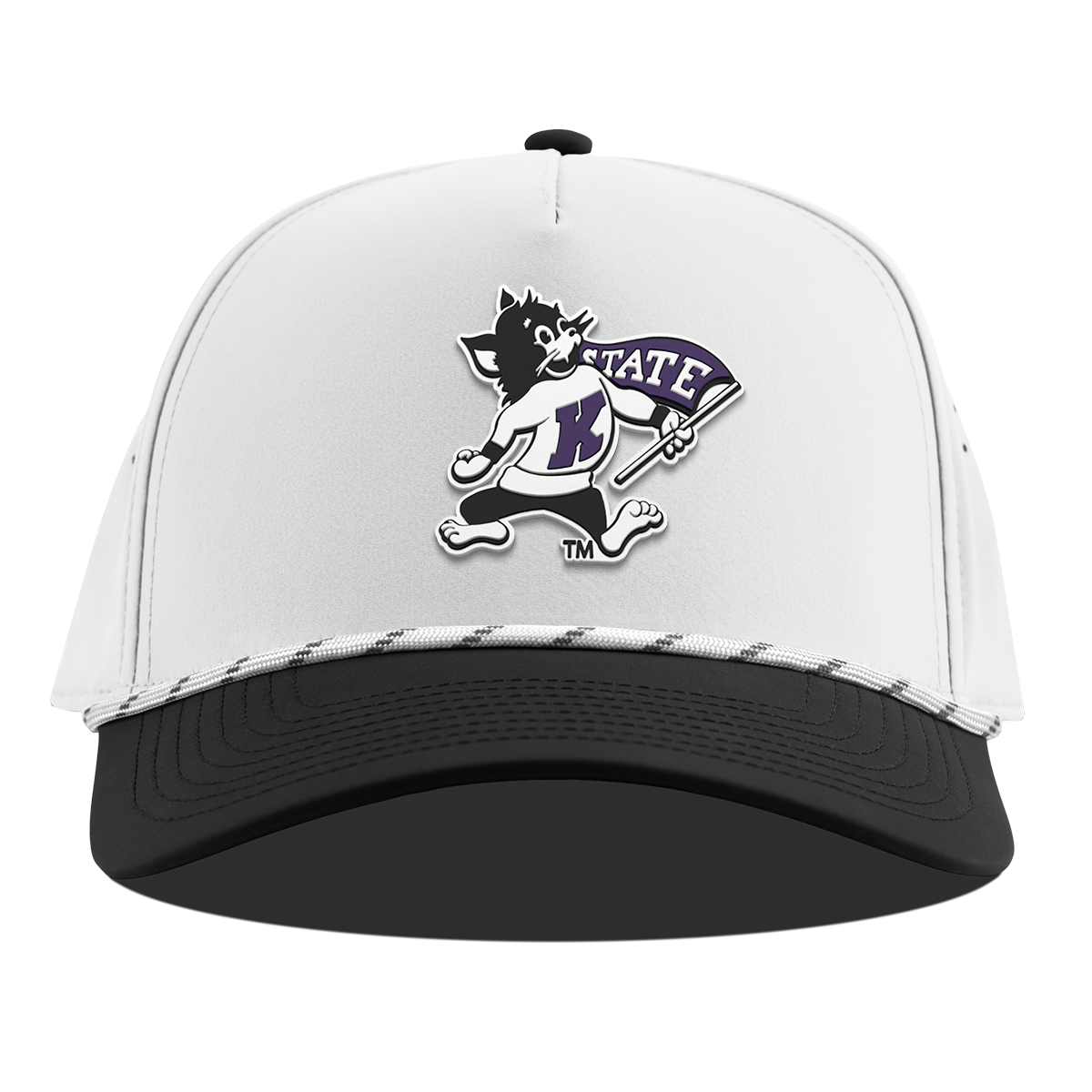 Kansas State University "Vintage Kansas State Wildcat" Curved 5 Panel Rope White/Black