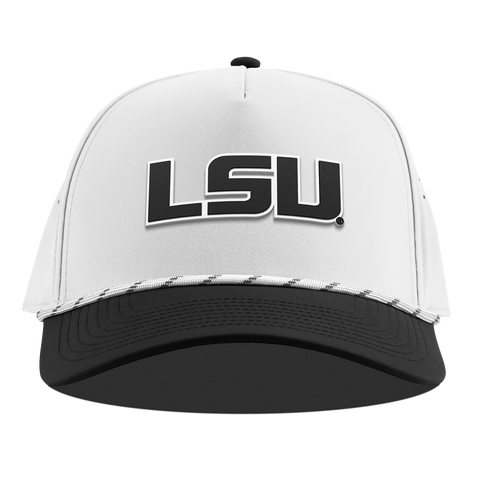 Louisiana State University "Vintage LSU Block" Curved 5 Panel Rope White/Black