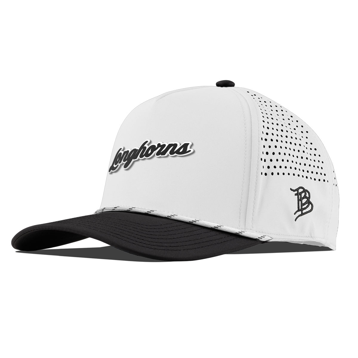 University of Texas "Vintage Texas Longhorn Script" Curved 5 Panel Rope White/Black