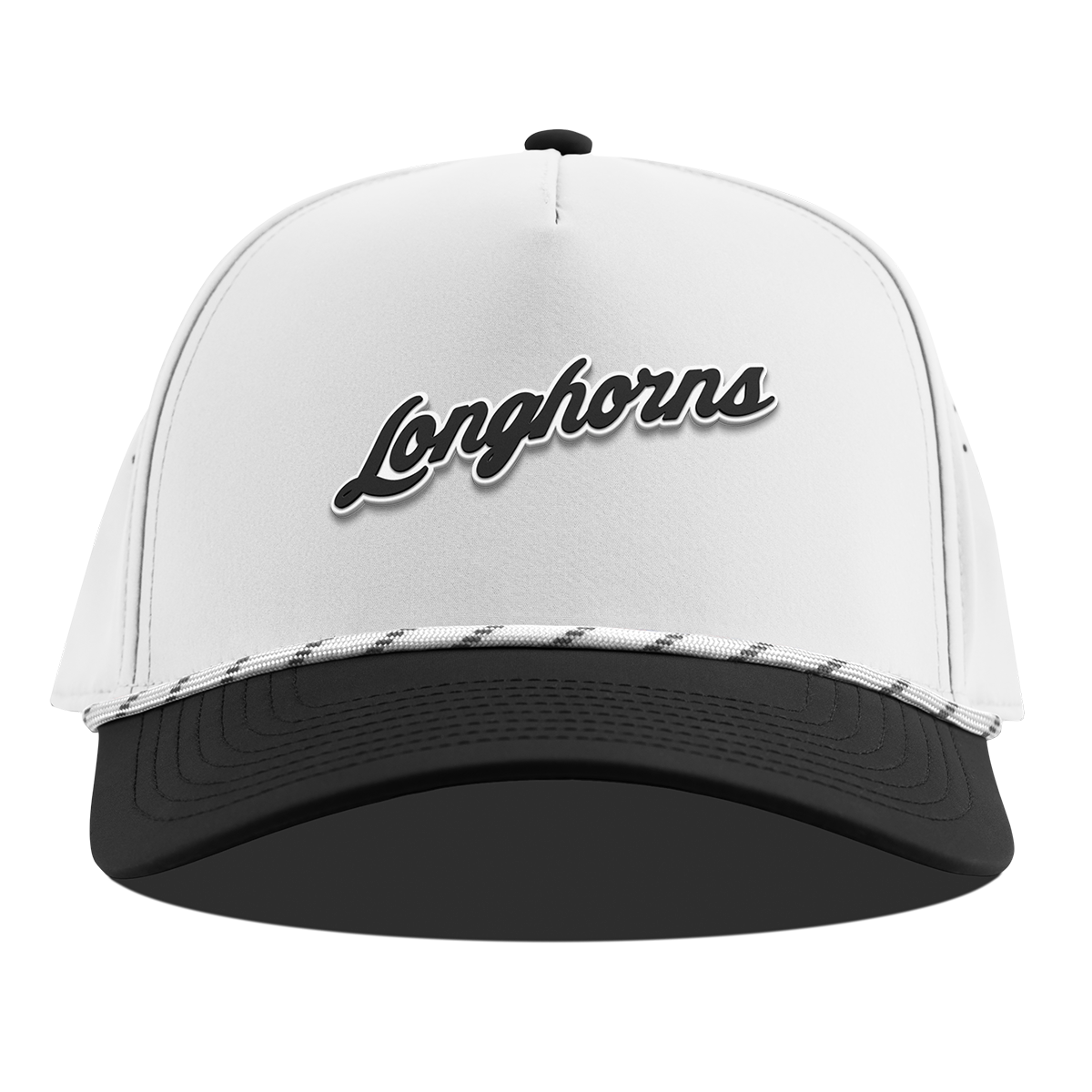 University of Texas "Vintage Texas Longhorn Script" Curved 5 Panel Rope White/Black