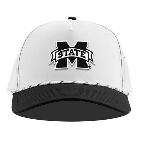 Mississippi State University "Vintage Miss State Team Logo" Curved 5 Panel Rope White/Black