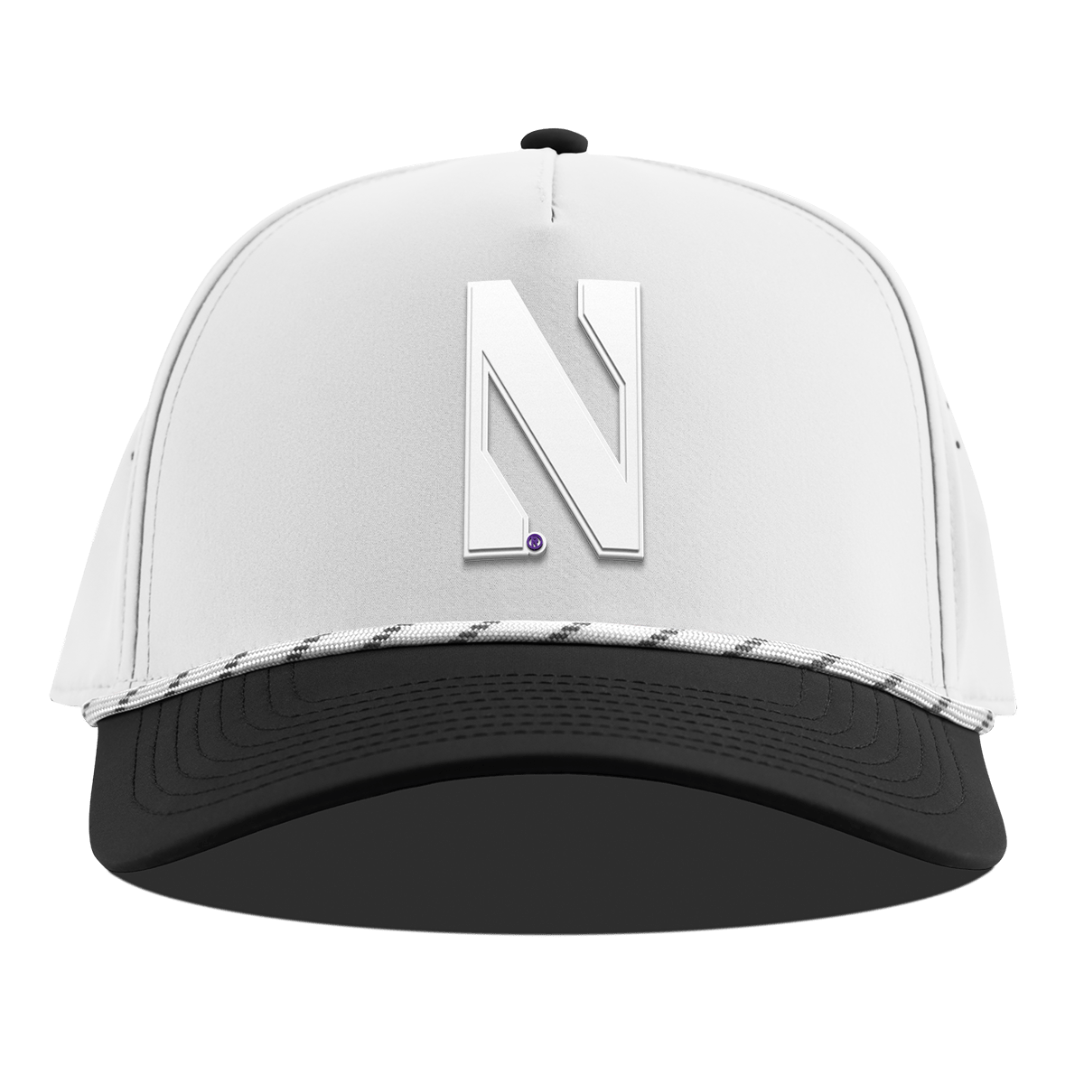 Northwestern University "Vintage Northwestern Block" Curved 5 Panel Rope White/Black