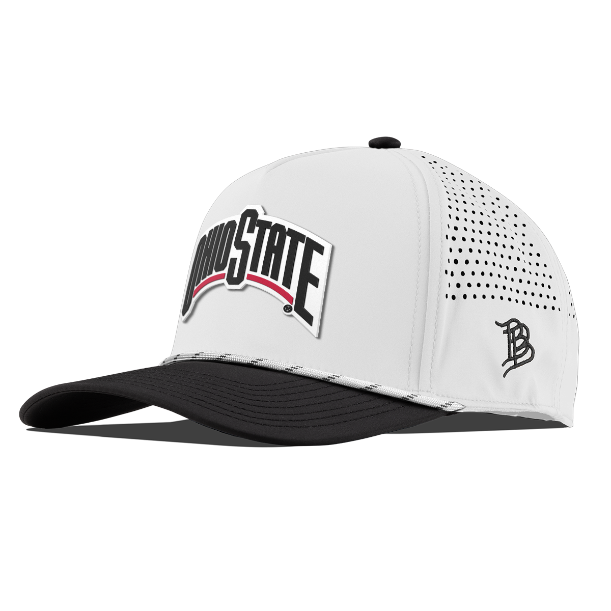 Ohio State University "Vintage Ohio State Block" Curved 5 Panel Rope White/Black