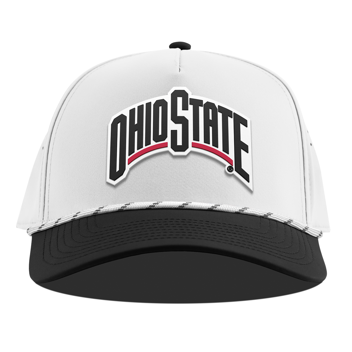Ohio State University "Vintage Ohio State Block" Curved 5 Panel Rope White/Black