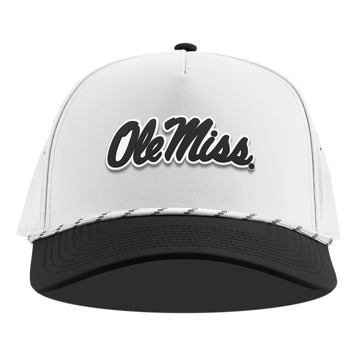 University of Mississippi "Vintage Ole Miss Team Logo" Curved 5 Panel Rope White/Black