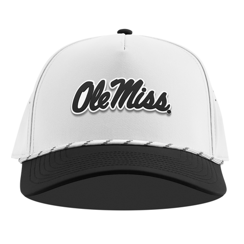 University of Mississippi "Vintage Ole Miss Team Logo" Curved 5 Panel Rope White/Black