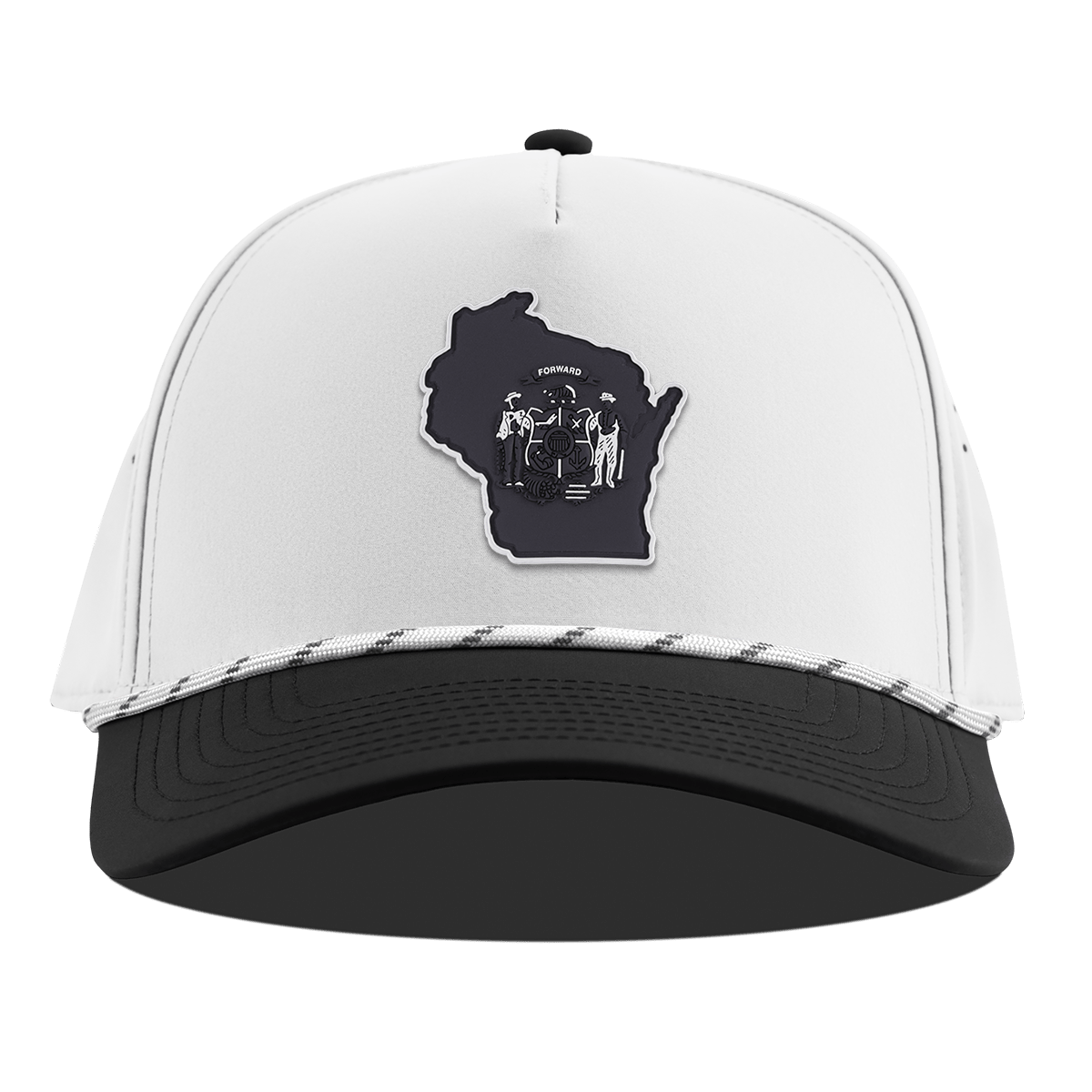 Wisconsin Vintage Curved 5 Panel Rope White/Black