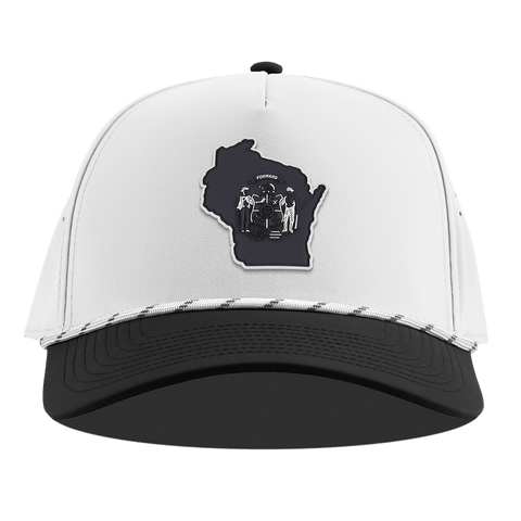 Wisconsin Vintage Curved 5 Panel Rope White/Black