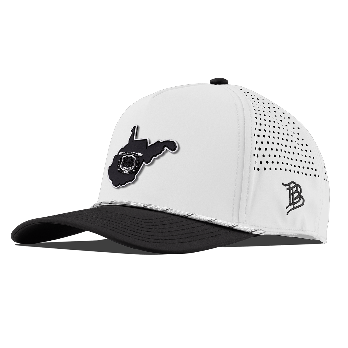 West Virginia Vintage Curved 5 Panel Rope White/Black