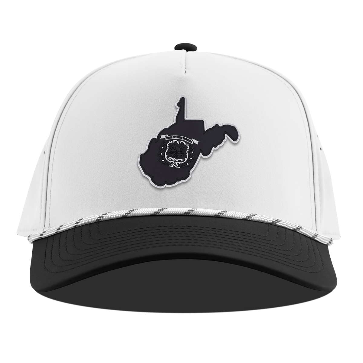 West Virginia Vintage Curved 5 Panel Rope White/Black