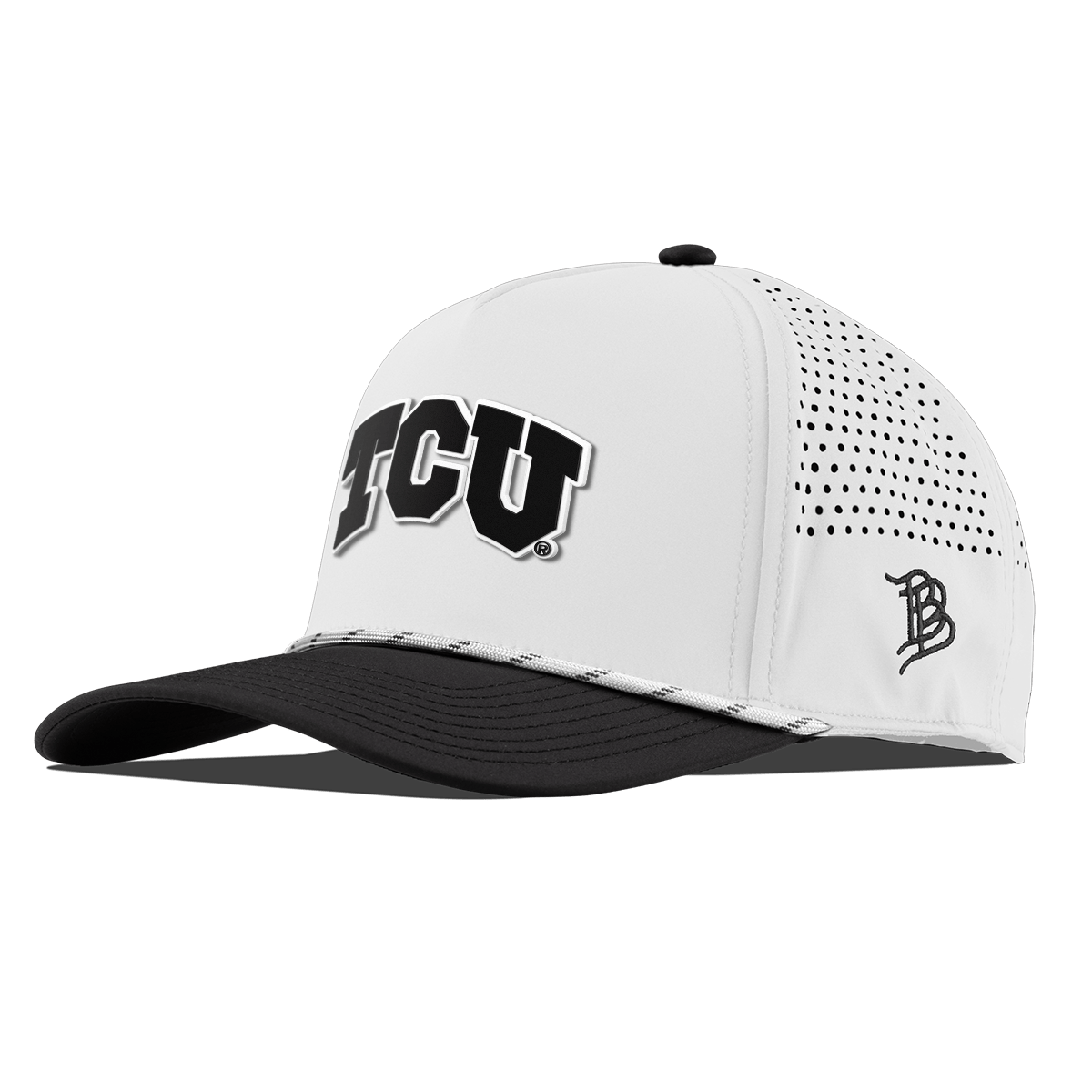 Texas Christian University "Vintage TCU Block" Curved 5 Panel Rope White/Black