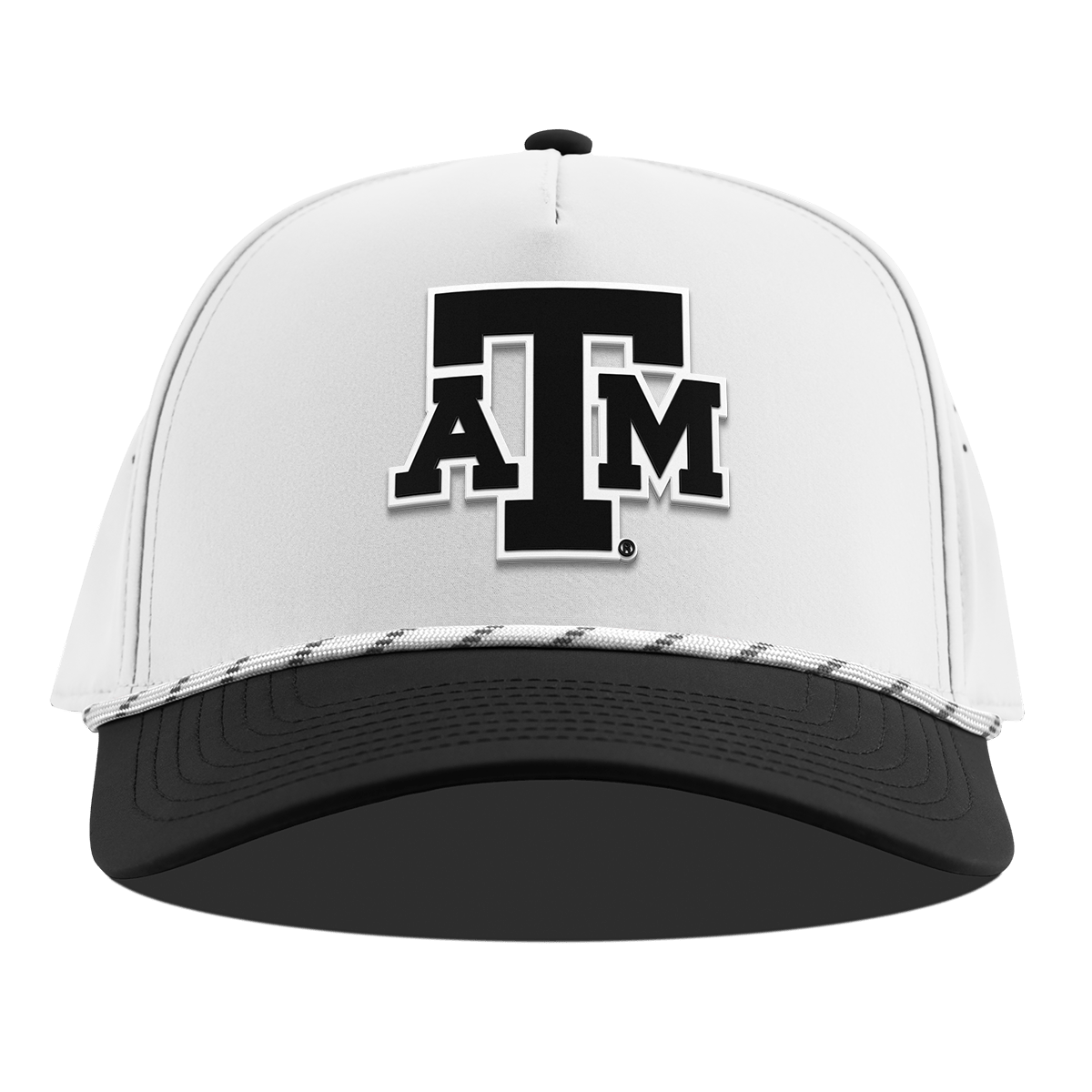 Texas A&M University "Vintage Texas A&M Block" Curved 5 Panel Rope White/Black