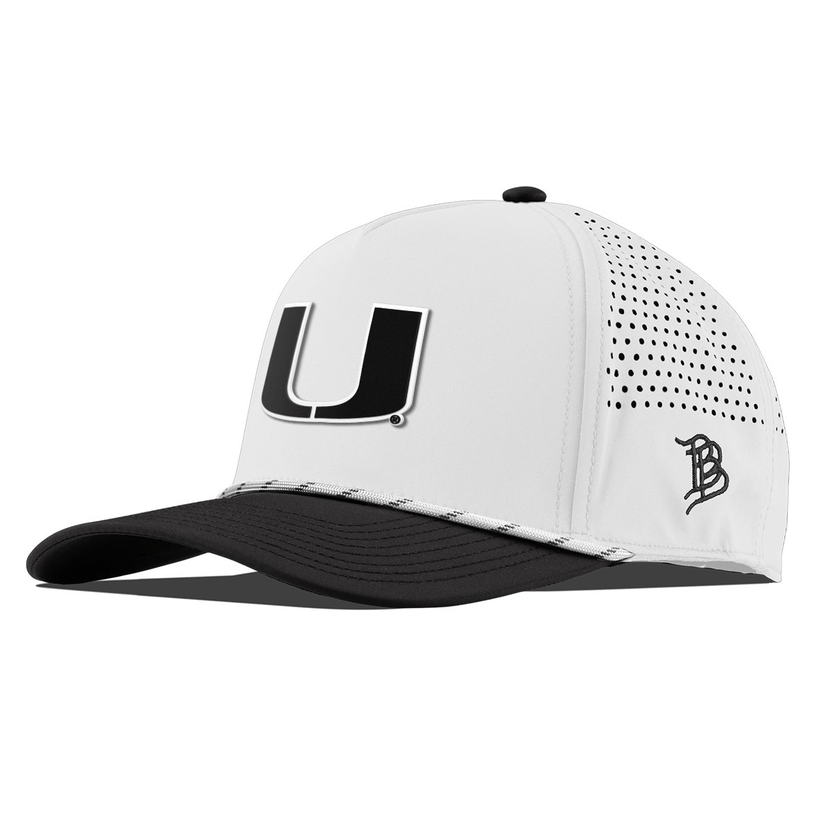 University of Miami "Vintage Miami Team Logo" Curved 5 Panel Rope White/Black