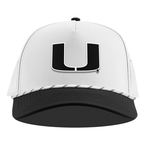 University of Miami "Vintage Miami Team Logo" Curved 5 Panel Rope White/Black