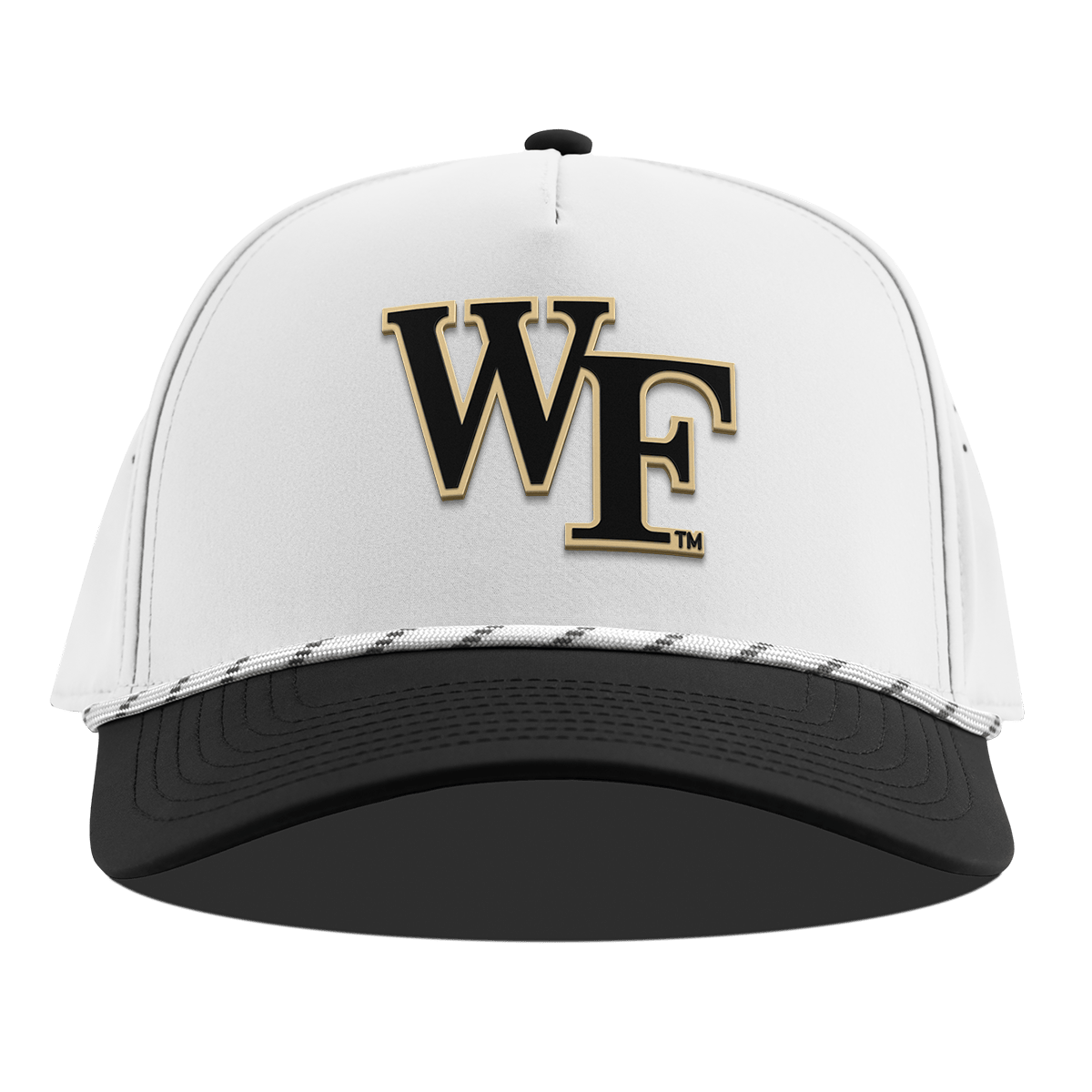 Wake Forest University "Wake Forest Block" Curved 5 Panel Rope White/Black
