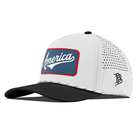 XL USA America Badge Curved 5 Panel Rope White/Black