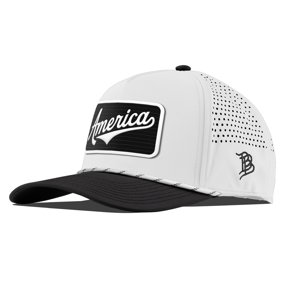 XL Vintage America Badge Curved 5 Panel Rope White/Black