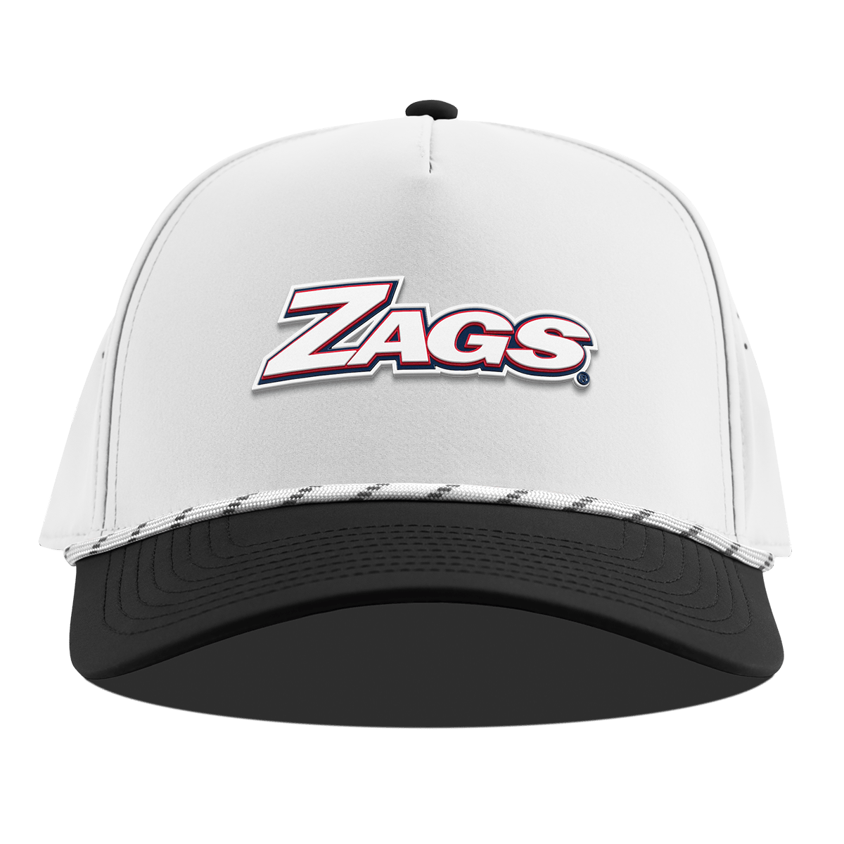 Gonzaga University "Zags Block" Curved 5 Panel Rope White/Black