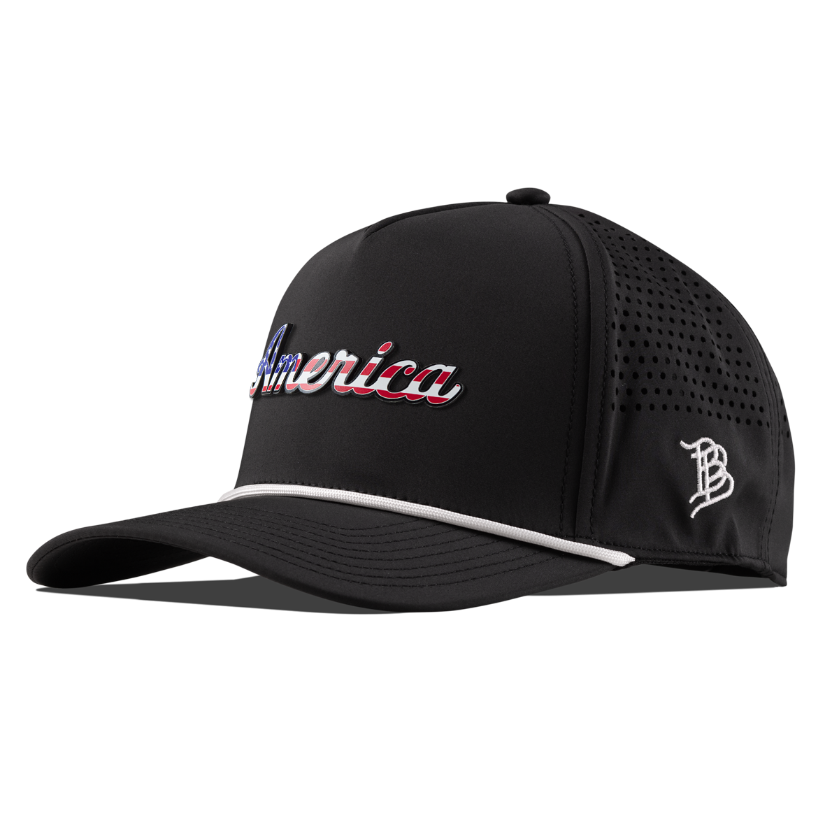 America Curved 5 Panel Rope Black/White