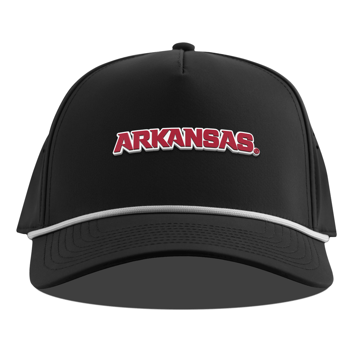 University of Arkansas "Arkansas Block" Curved 5 Panel Rope Black