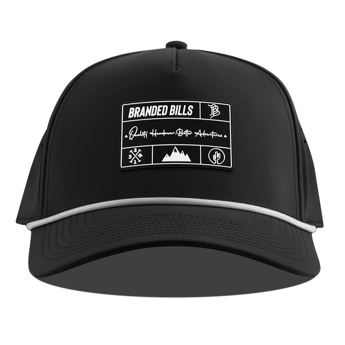 Branded Team Logo PVC Curved 5 Panel Rope Black