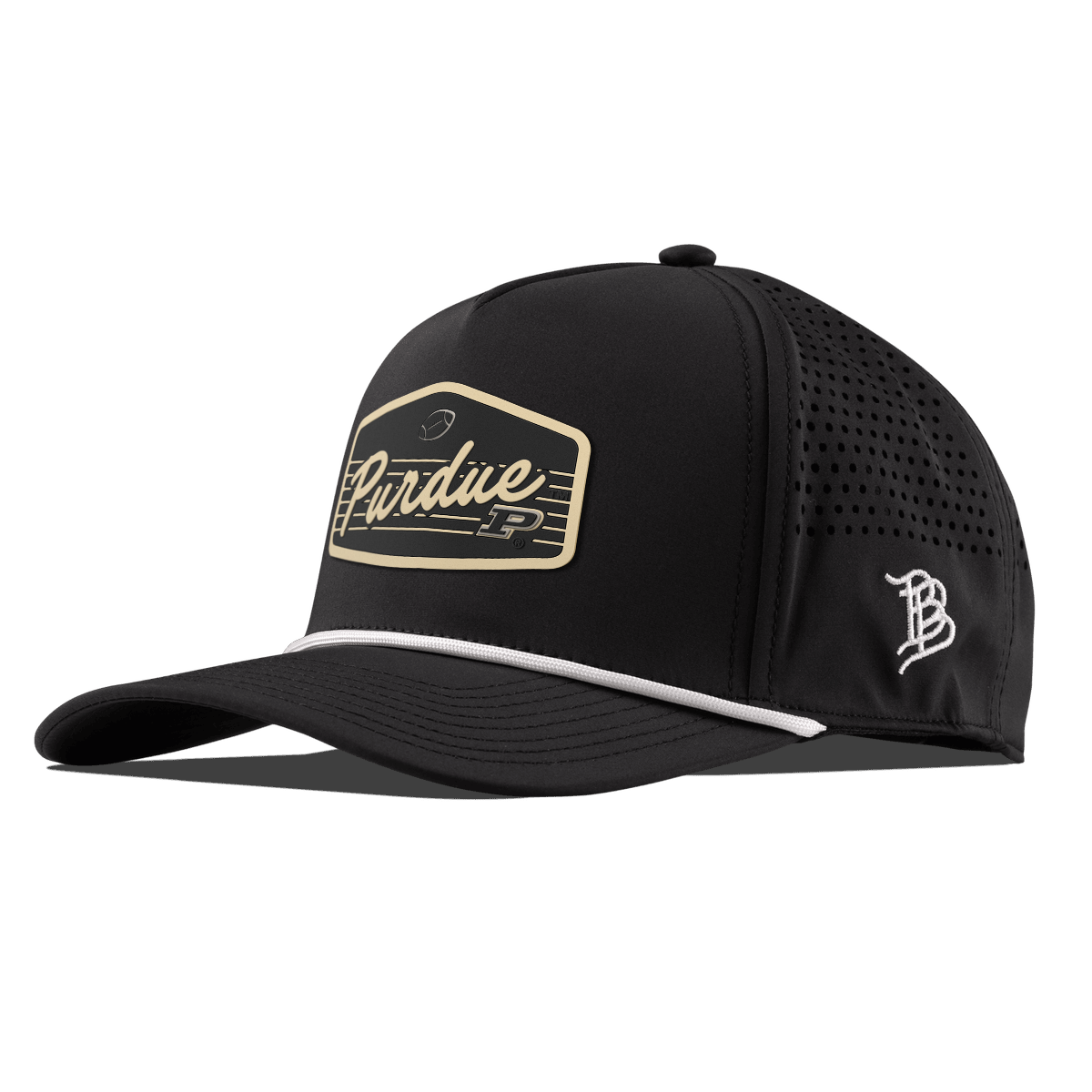 Purdue University "Boilermakers Football" Curved 5 Panel Rope Black