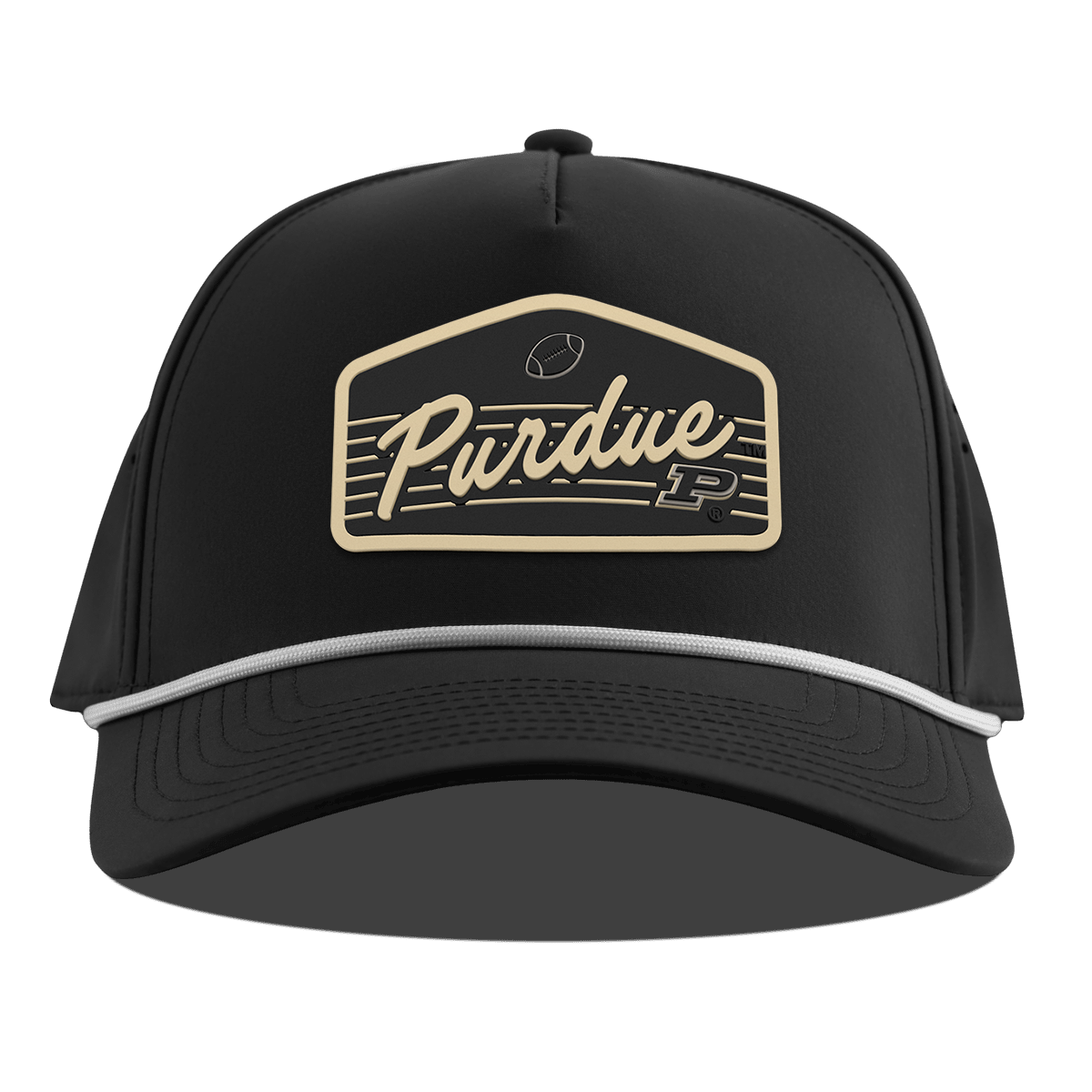 Purdue University "Boilermakers Football" Curved 5 Panel Rope Black