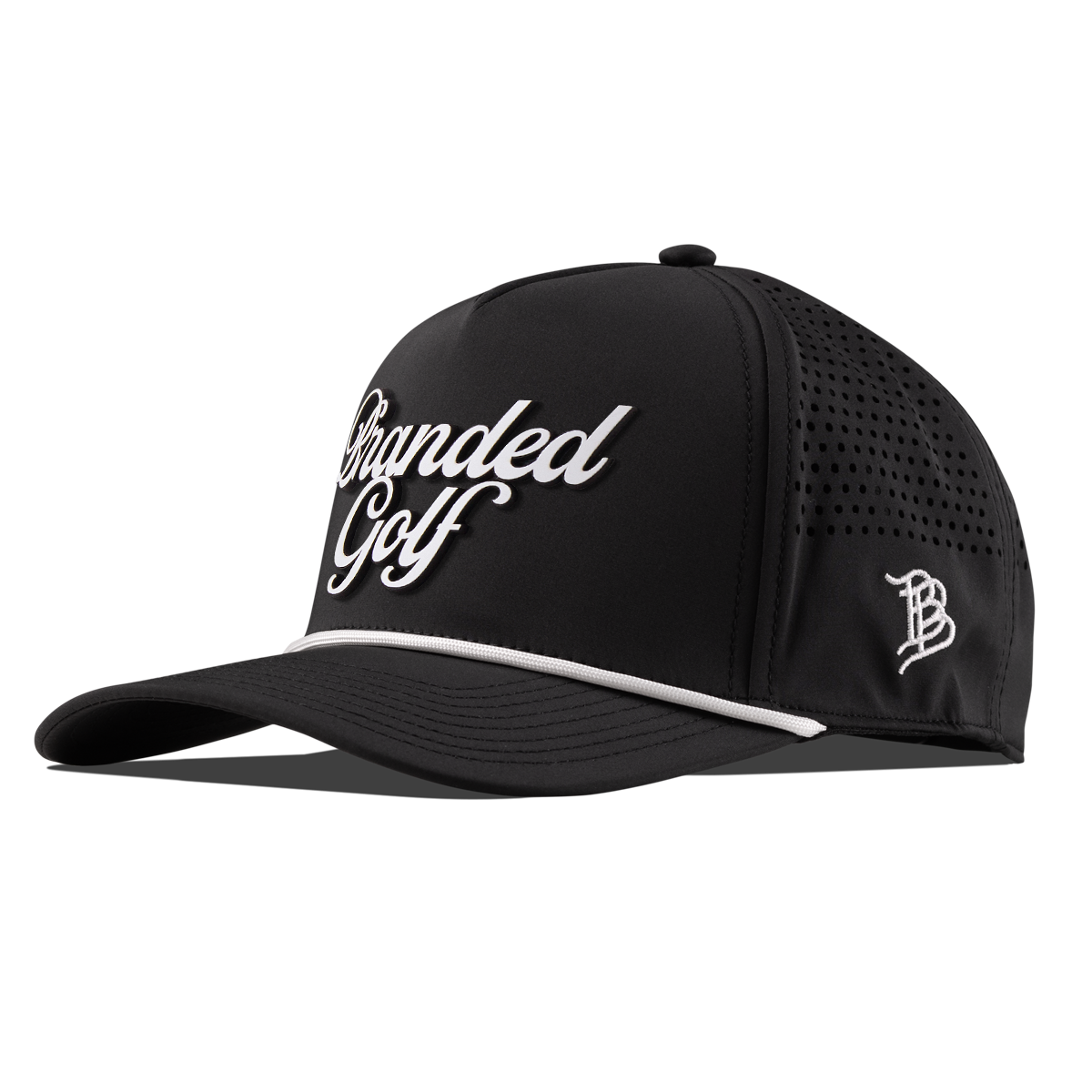 Branded Golf Curved 5 Panel Rope Black/White