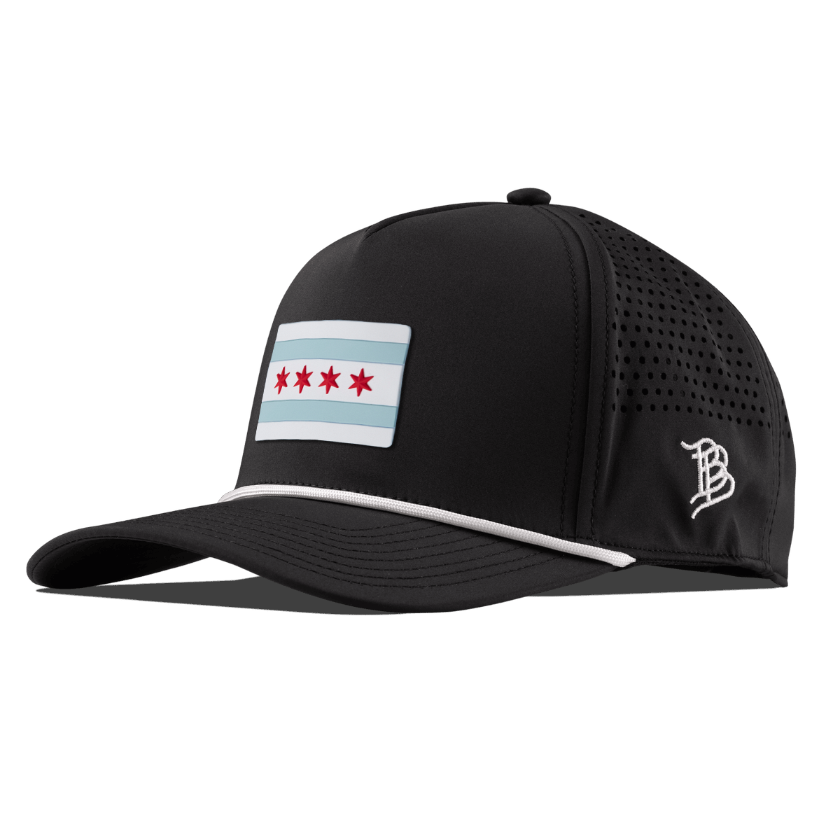 Chicago Flag Curved 5 Panel Rope Black/White