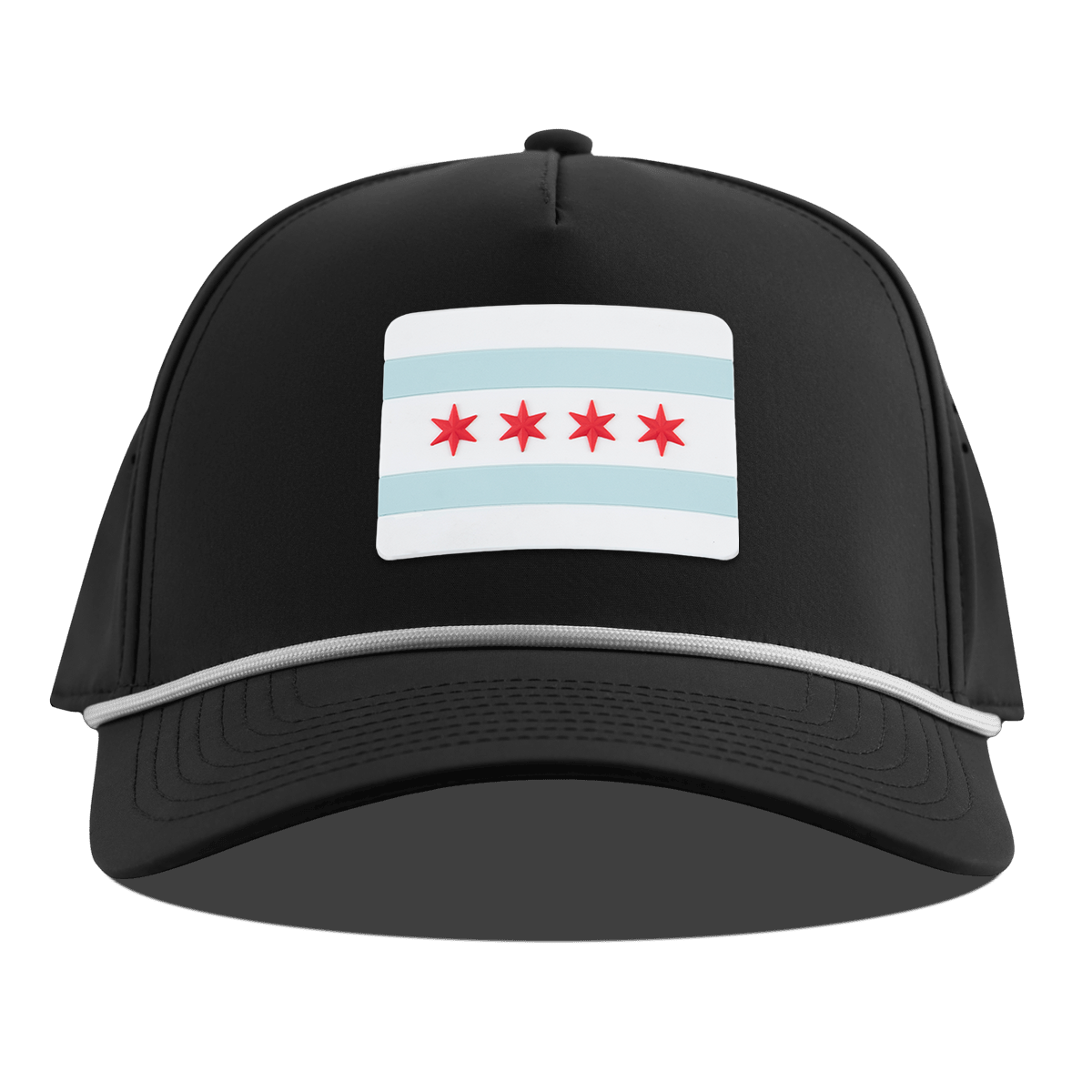 Chicago Flag Curved 5 Panel Rope Black