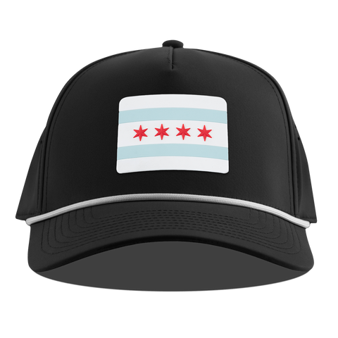 Chicago Flag Curved 5 Panel Rope Black