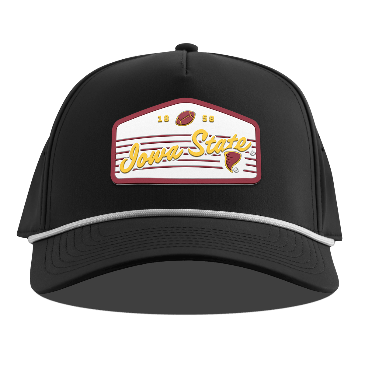 Iowa State University "Cyclones Football" Curved 5 Panel Rope Black