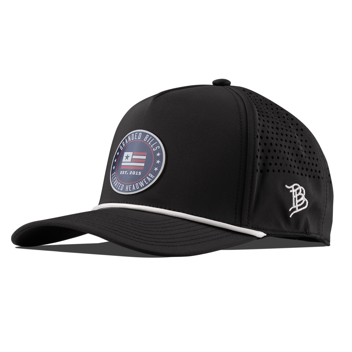 Elevated American Curved 5 Panel Rope Black/White 