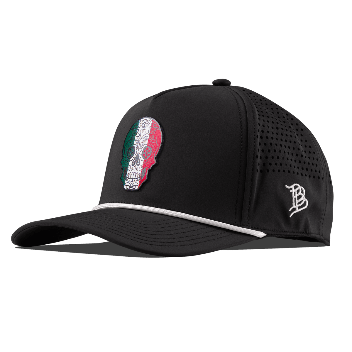 Fiesta Sugar Skull Curved 5 Panel Rope Black
