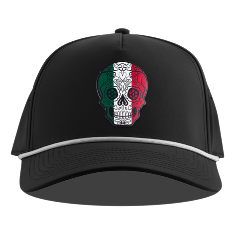Fiesta Sugar Skull Curved 5 Panel Rope Black