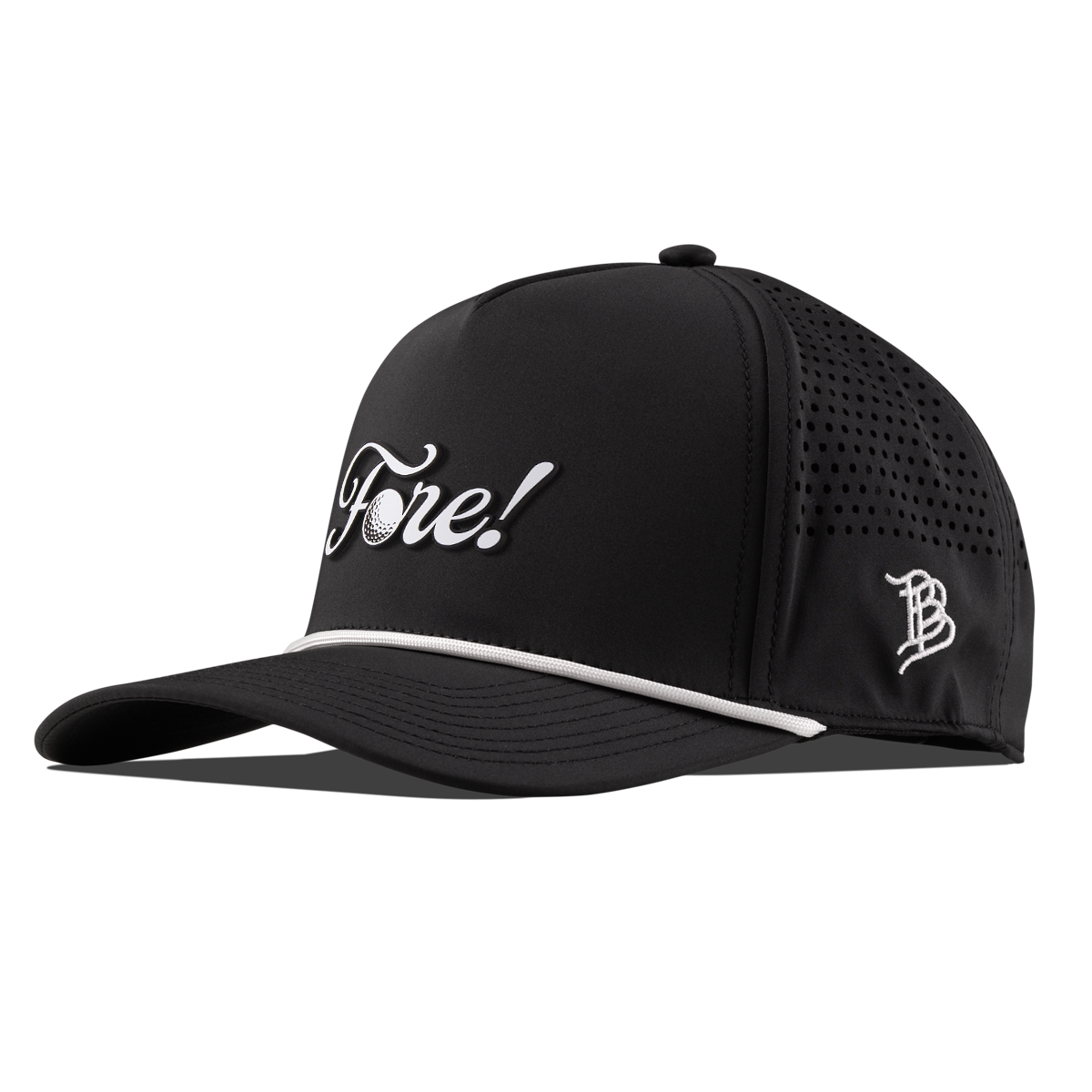 Fore! Curved 5 Panel Rope Black/White