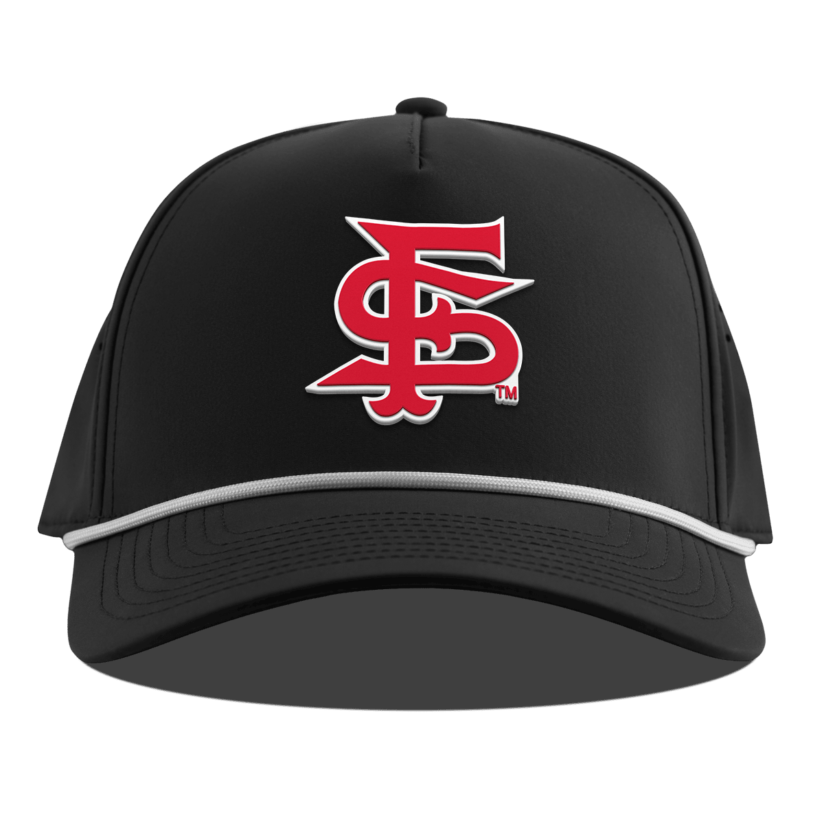 Fresno State University "Fresno State Stacked" Curved 5 Panel Rope Black
