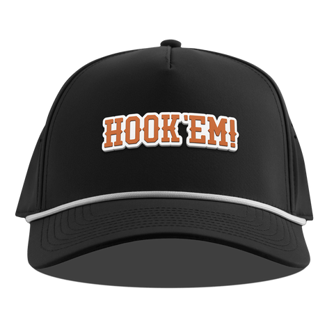 University of Texas "Hook'Em Horns" Curved 5 Panel Rope Black