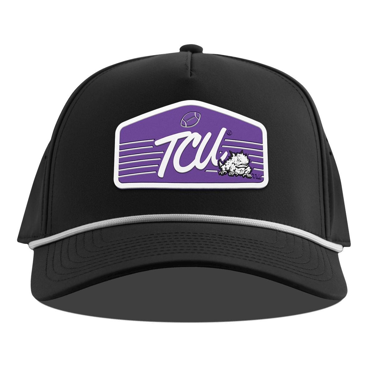 Texas Christian University "Horned Frogs Football" Curved 5 Panel Rope Black