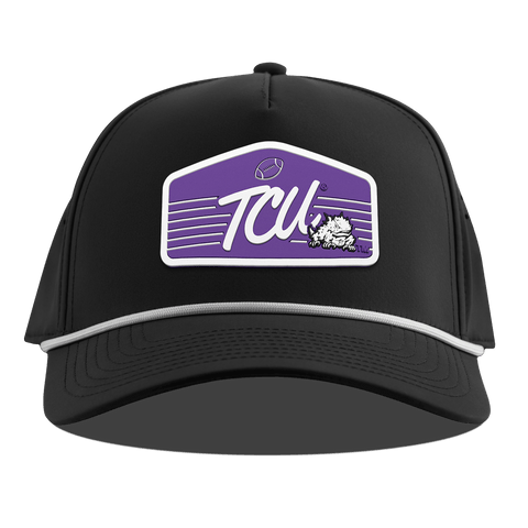 Texas Christian University "Horned Frogs Football" Curved 5 Panel Rope Black
