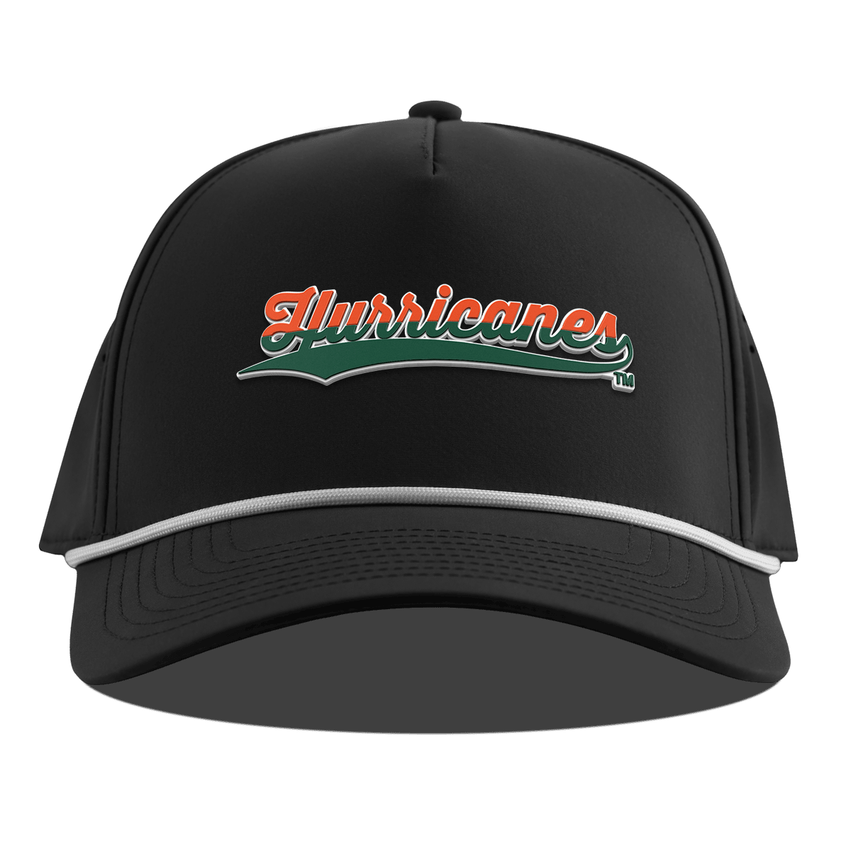 University of Miami "Hurricanes Script" Curved 5 Panel Rope Black