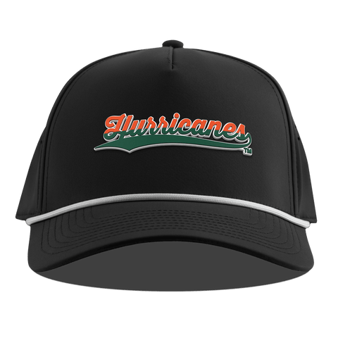 University of Miami "Hurricanes Script" Curved 5 Panel Rope Black