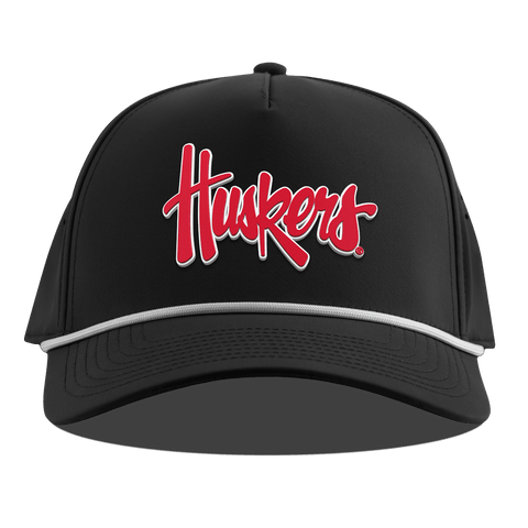 University of Nebraska "Huskers Script" Curved 5 Panel Rope Black
