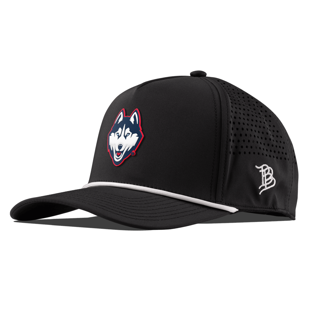 University of Connecticut "Huskies Mascot" Curved 5 Panel Rope Black
