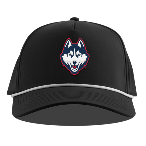 University of Connecticut "Huskies Mascot" Curved 5 Panel Rope Black