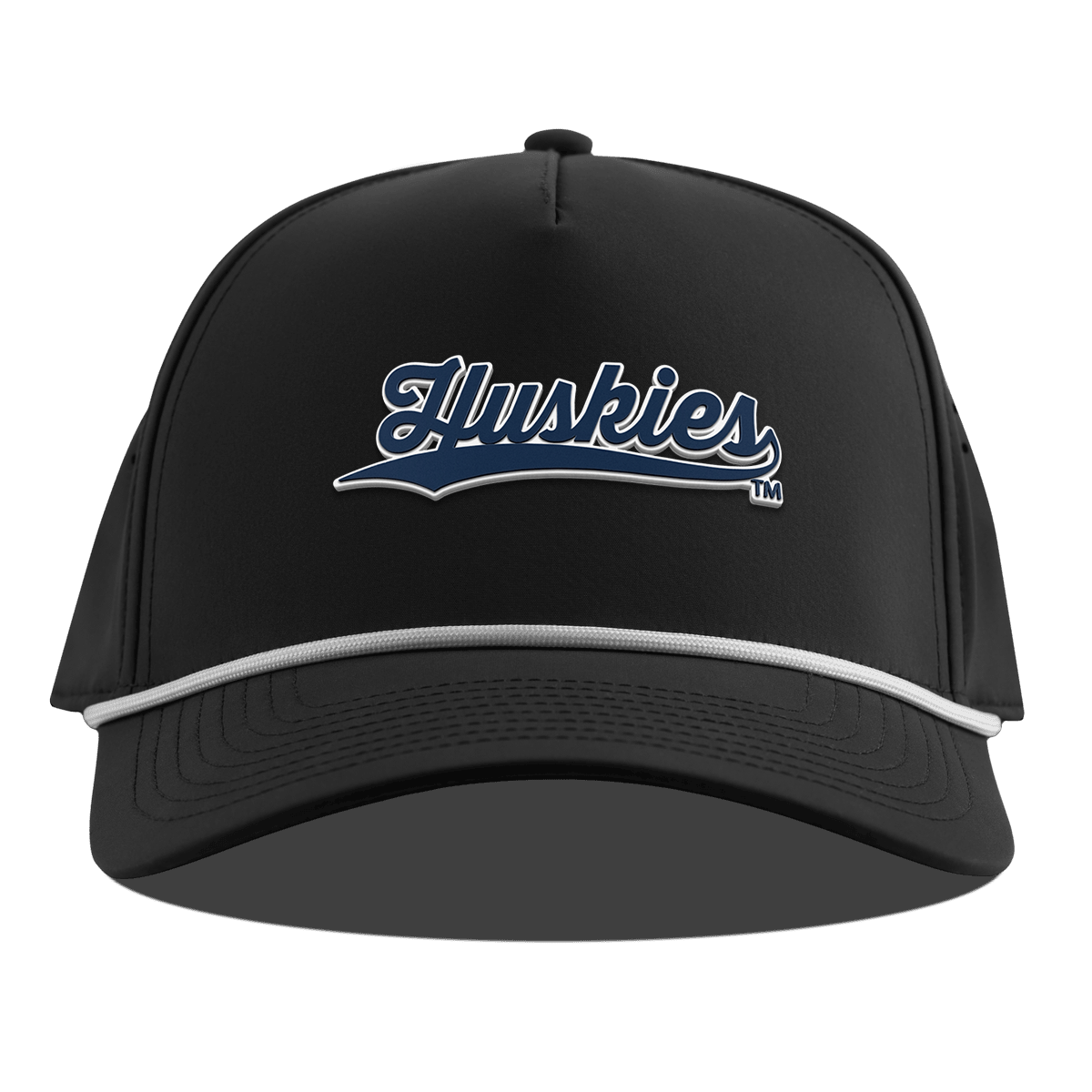 University of Connecticut "Huskies Script" Curved 5 Panel Rope Black
