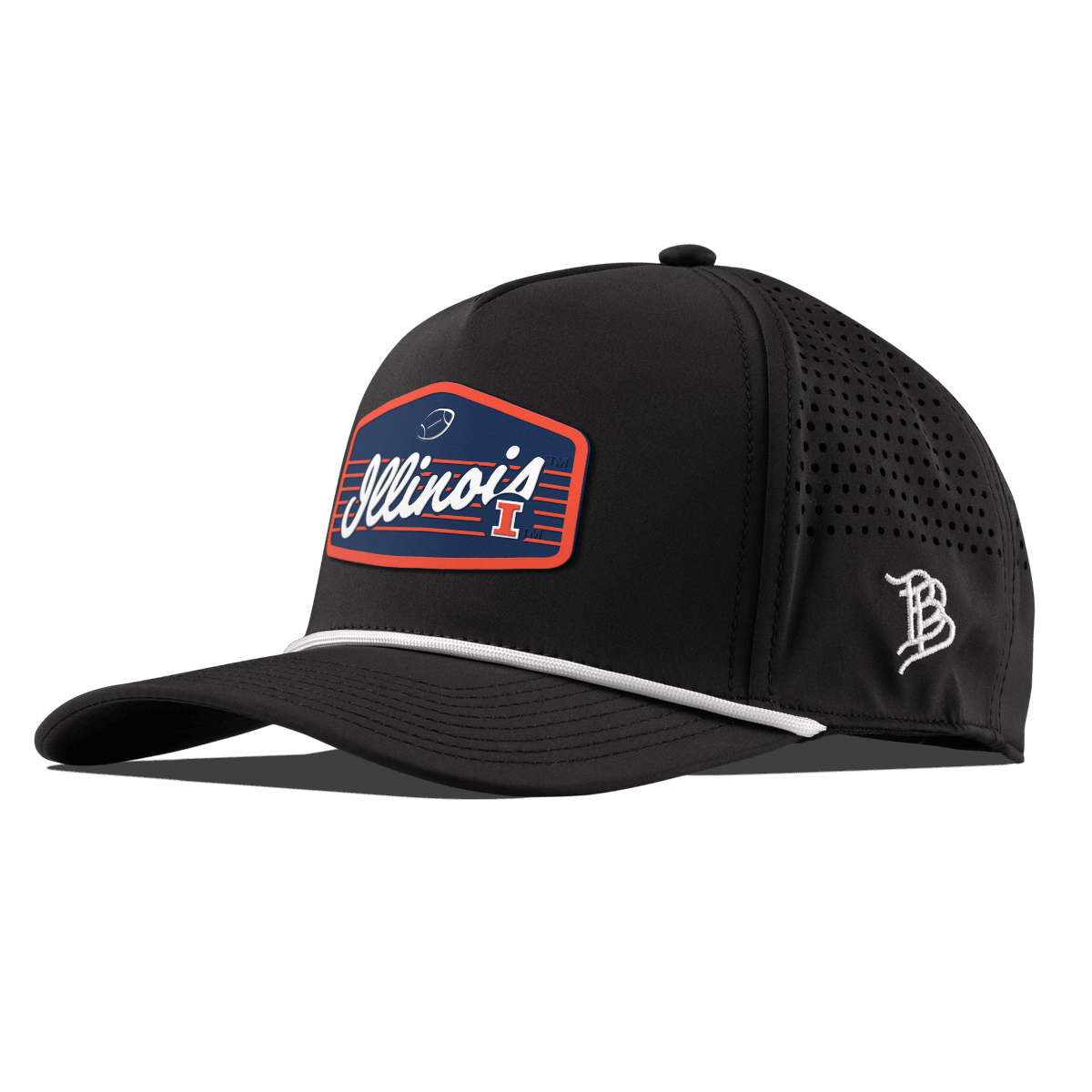 University of Illinois "Illini Football" Curved 5 Panel Rope Black