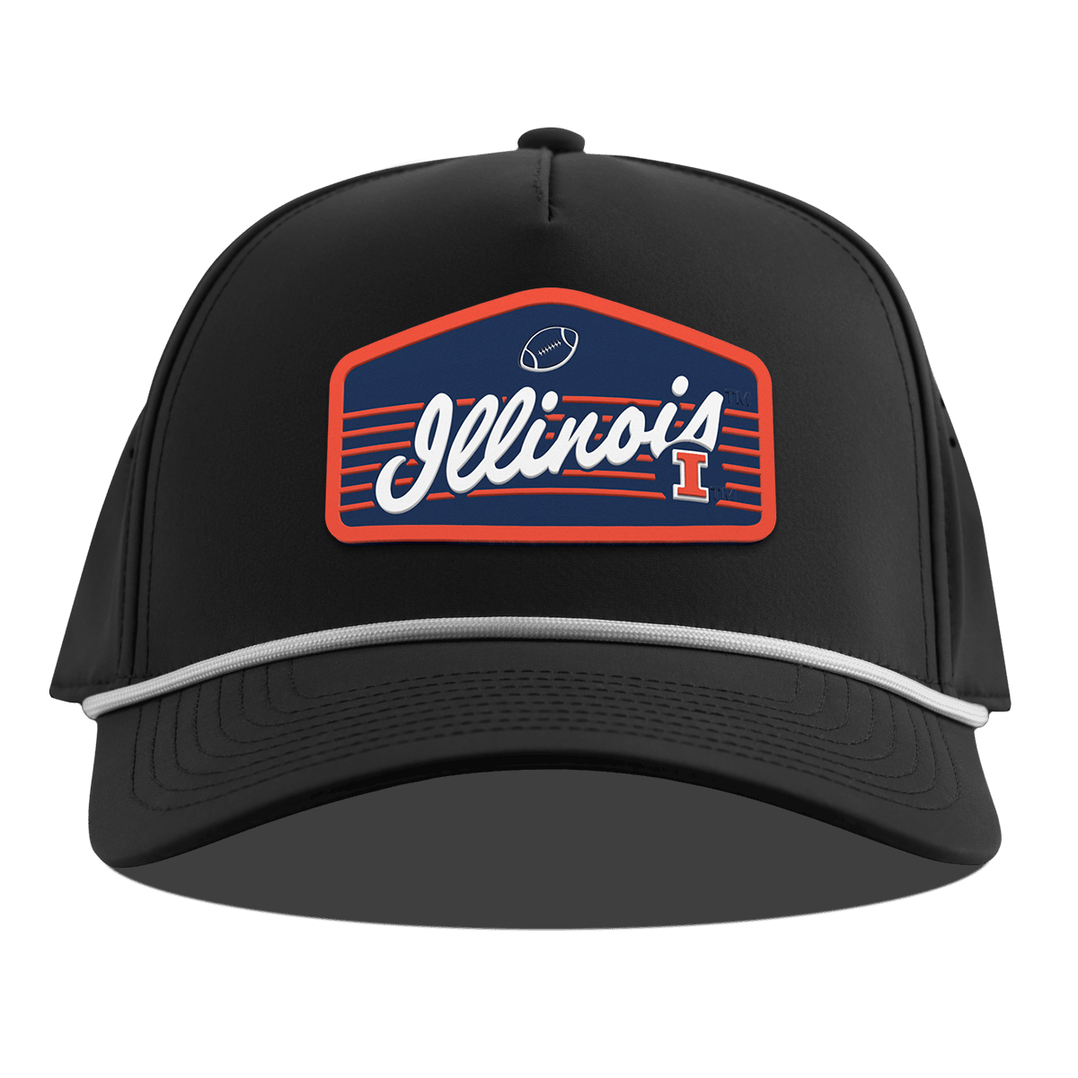 University of Illinois "Illini Football" Curved 5 Panel Rope Black